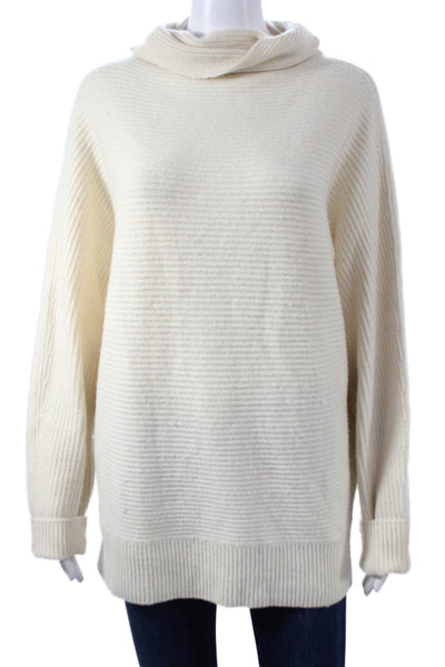 Nordstrom Signature Women Cashmere Cowl Neck Pullover Sweater Ivory Size M
