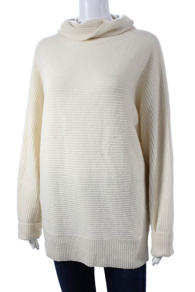 Nordstrom Signature Women Cashmere Cowl Neck Pullover Sweater Ivory Size M