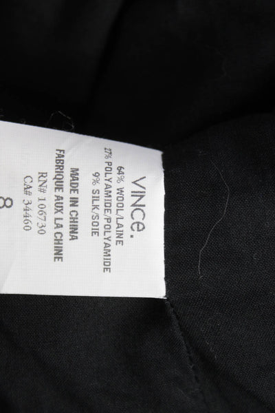 Vince Womens Brown Herringbone Wool Silk Blend Basic Jacket Button Size 8