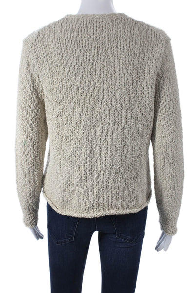 Eileen Fisher Women Beige Cotton Cardigan Long Sleeve Round Neck Size S