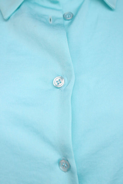 Renuar Unisex Adults Button Front Dress Shirt Blue Long Sleeve Size XS