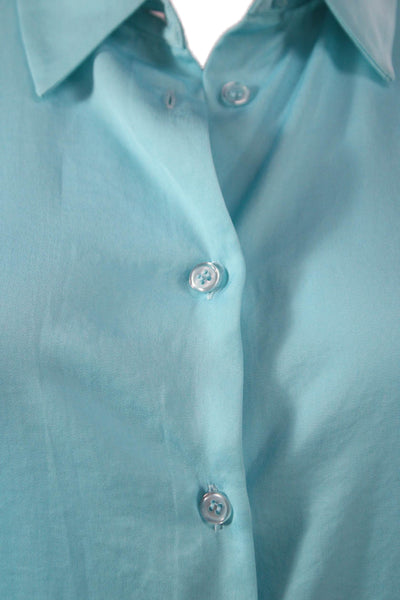 Renuar Womens Button Front Collared Long Sleeve Blue Dress Size L