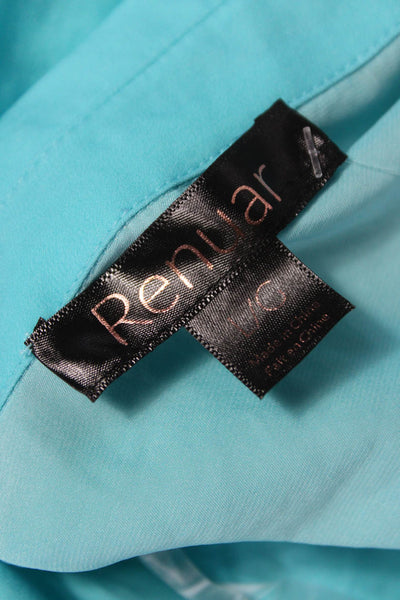 Renuar Womens Button Front Collared Long Sleeve Blue Dress Size L