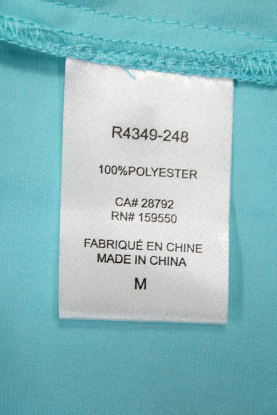Renuar Women Button Front Collared Long Sleeve Blue Short Dress Size M