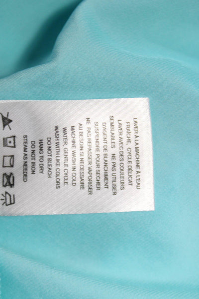 Renuar Women Petite Button Front Collared Long Sleeve Blue Dress Size S