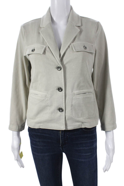 Renuar Womens Military Jacket Beige Button Long Sleeve Cotton Blend Size XS
