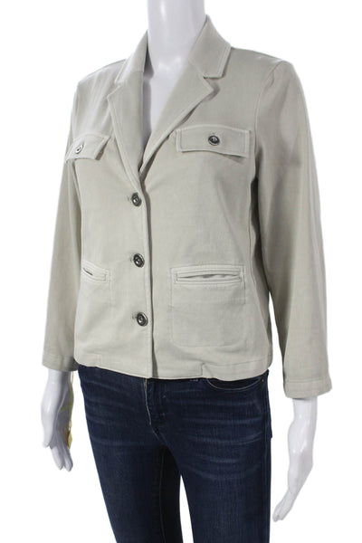 Renuar Womens Military Jacket Beige Button Long Sleeve Cotton Blend Size XS