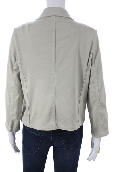 Renuar Womens Military Jacket Beige Button Long Sleeve Cotton Blend Size XS