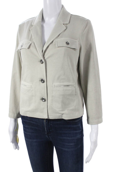 Renuar Women Basic Beige Jacket Button Long Sleeve Size L