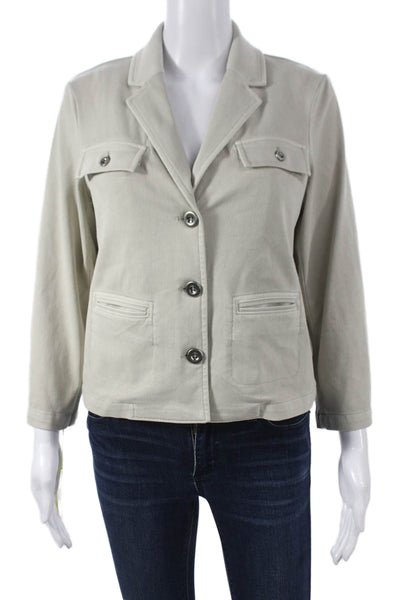 Renuar Womens Beige Basic Jacket 3/4 Sleeve Button Closure Size 2XL
