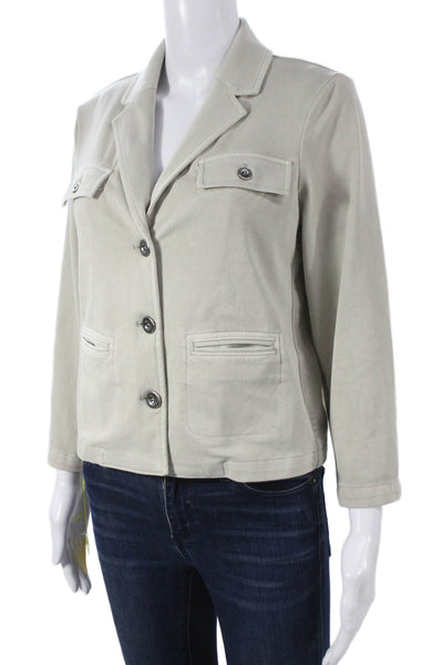 Renuar Womens Beige Basic Jacket 3/4 Sleeve Button Closure Size 2XL