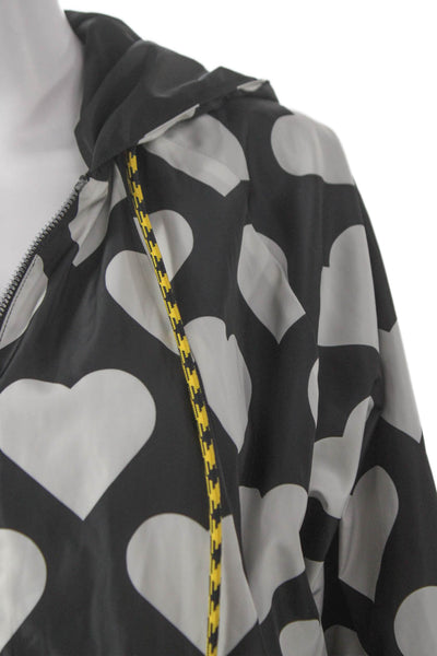 Renuar Women Windbreaker Black Hearts Zip Polyester Long Sleeve Size L