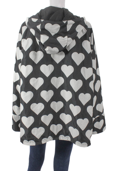 Renuar Women Windbreaker Black Hearts Zip Polyester Long Sleeve Size L