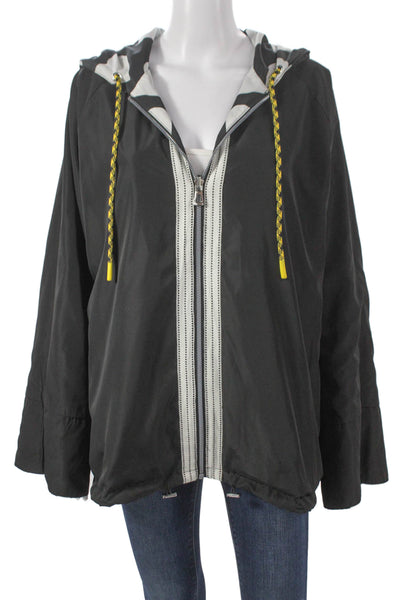 Renuar Women Windbreaker Black Hearts Zip Polyester Long Sleeve Size L