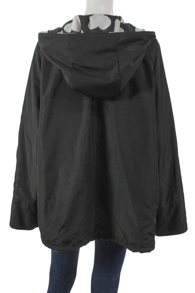 Renuar Women Windbreaker Black Hearts Zip Polyester Long Sleeve Size L