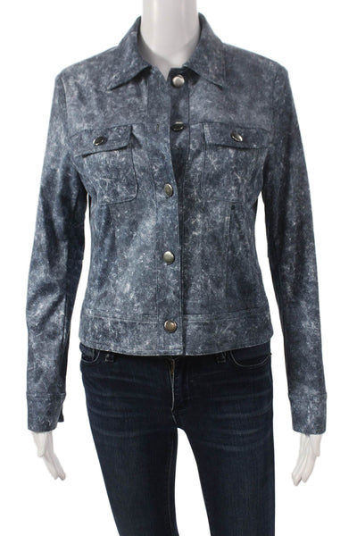 Insight Women Basic Jacket Blue Geometric Button Size 2