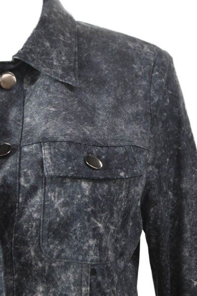 Insight Women Basic Jacket Blue Geometric Button Size 2