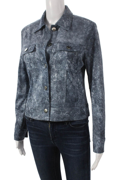 Insight Women Basic Jacket Blue Geometric Button Size 2