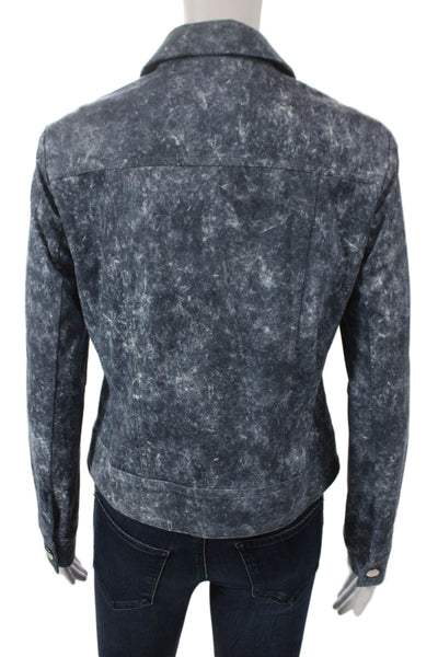 Insight Womens Basic Distressed Denim Jacket Blue Button Long Sleeve Size 16