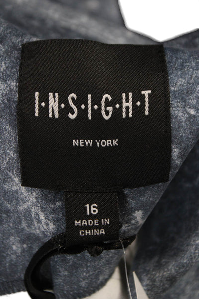 Insight Womens Basic Distressed Denim Jacket Blue Button Long Sleeve Size 16