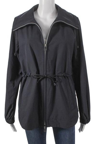 Renuar Women Windbreaker Jacket Black Long Sleeve Size XS