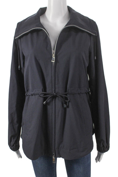 Renuar Women Windbreaker Jacket Black Zip Long Sleeve Polyester Petite Size S