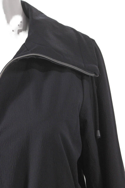 Renuar Women Windbreaker Jacket Black Zip Long Sleeve Polyester Petite Size S