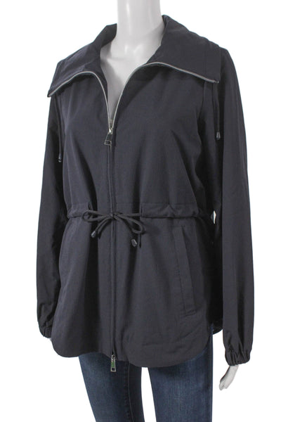 Renuar Women Windbreaker Jacket Black Zip Long Sleeve Polyester Petite Size S