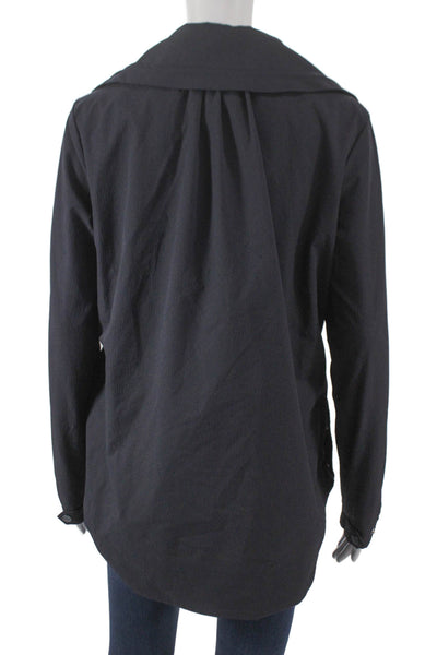 Renuar Women Windbreaker Jacket Black Zip Long Sleeve Polyester Petite Size S