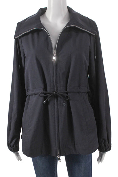 Renuar Womens Windbreaker Jacket Black Zip Long Sleeve Polyester Size XL