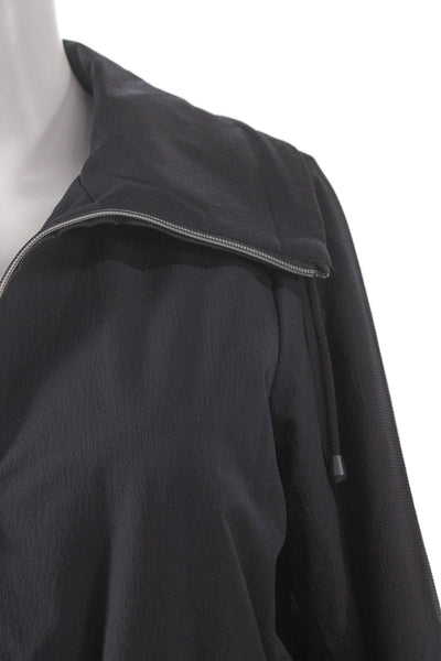 Renuar Womens Windbreaker Jacket Black Zip Long Sleeve Polyester Size XL