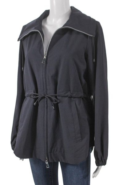 Renuar Womens Windbreaker Jacket Black Zip Long Sleeve Polyester Size XL