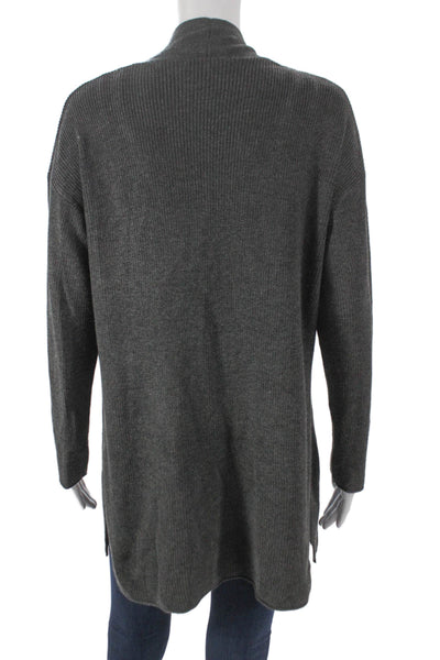 T Tahari Women Cardigan Gray Rayon Open Front Long Sleeve Size M