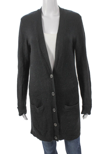 Theory Women Basic Cashmere V-Neck Button Solid Long Sleeve Cardigan Size L