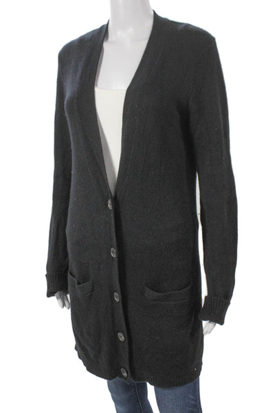 Theory Women Basic Cashmere V-Neck Button Solid Long Sleeve Cardigan Size L
