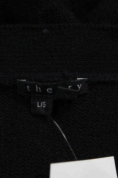Theory Women Basic Cashmere V-Neck Button Solid Long Sleeve Cardigan Size L