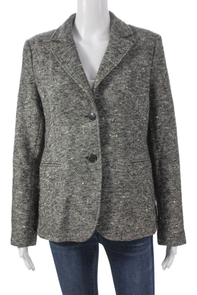 Theory Women Basic Jacket Gray Wool Blend Button Long Sleeve Size 10