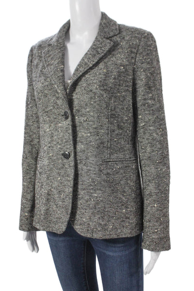 Theory Women Basic Jacket Gray Wool Blend Button Long Sleeve Size 10