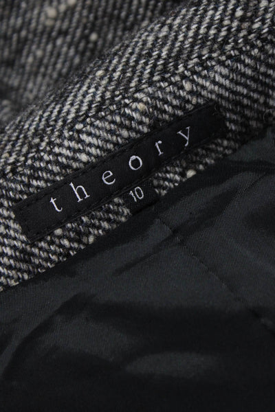 Theory Women Basic Jacket Gray Wool Blend Button Long Sleeve Size 10