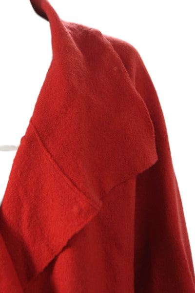 Eileen Fisher Women Basic Wool Red Button Front Long Sleeve Jacket Size M