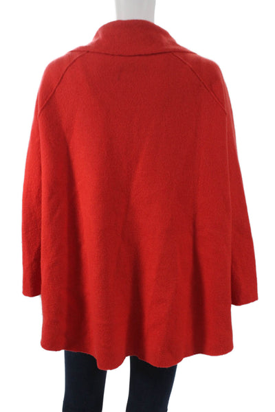 Eileen Fisher Women Basic Wool Red Button Front Long Sleeve Jacket Size M
