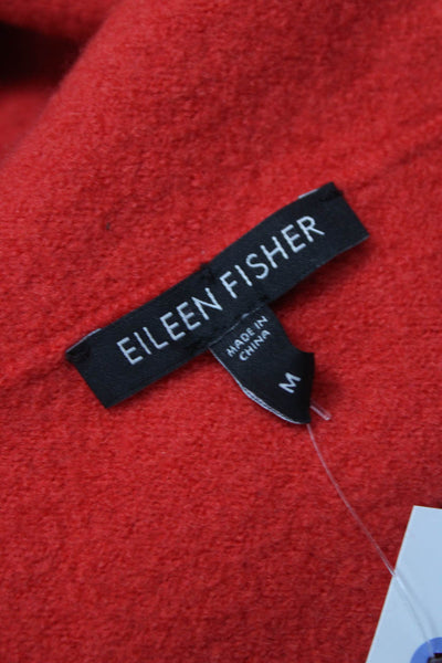 Eileen Fisher Women Basic Wool Red Button Front Long Sleeve Jacket Size M