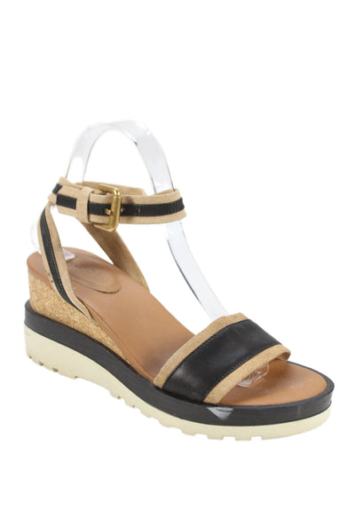 See by Chloe Womens Wedge Heel Platform Ankle Strap Sandals Brown Size 38