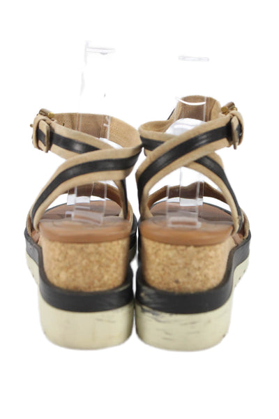 See by Chloe Womens Wedge Heel Platform Ankle Strap Sandals Brown Size 38