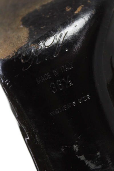 Roger Vivier Womens High Heel Logo Buckle Patent Leather Pumps Dark Brown 38.5
