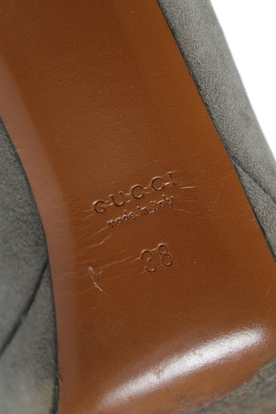 Gucci Womens Slip On Stiletto Round Toe Platform Pumps Brown Suede Size 38
