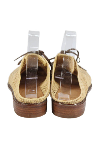 Clergerie Womens Lace Up Raffia Mules Oxfords Beige Size 38.5