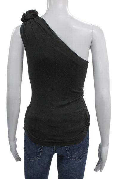Le Bop Women One Shoulder Tank Black Viscose Sleeveless Size XS