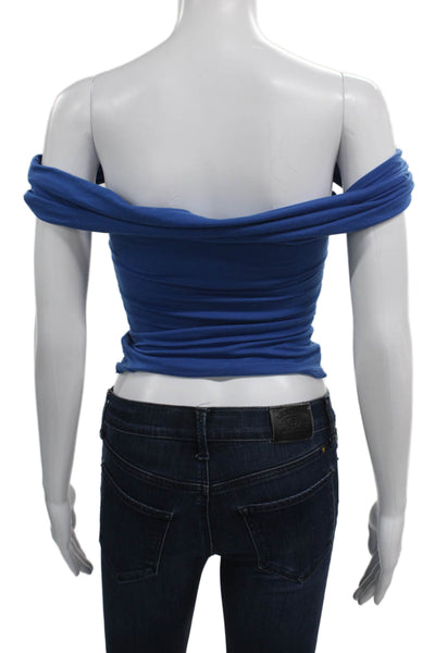 Reformation Womens Off Shoulder Blue Basic Blouse Pullover Size XS
