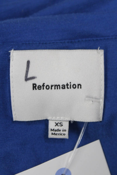 Reformation Womens Off Shoulder Blue Basic Blouse Pullover Size XS